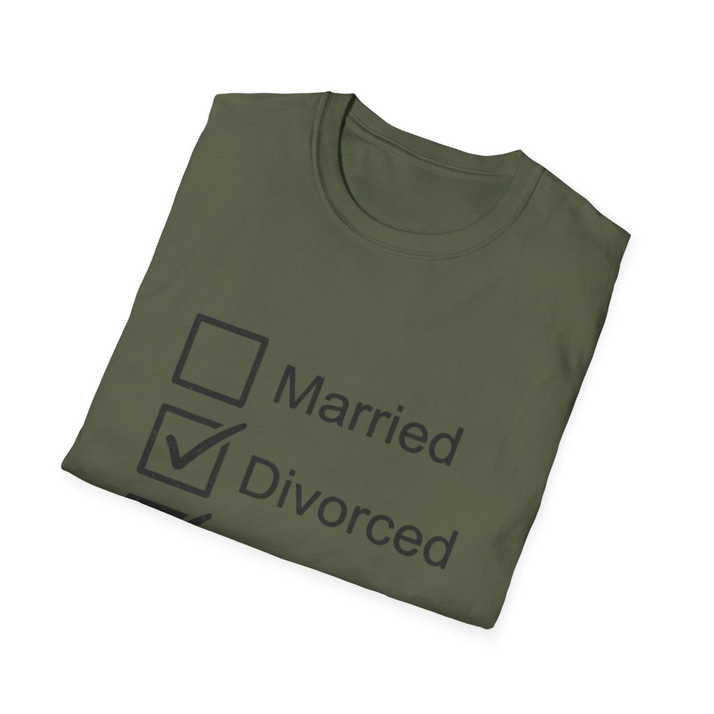 Divorced & Happy T-Shirt — 'Both B and C' Funny Checkbox Tee