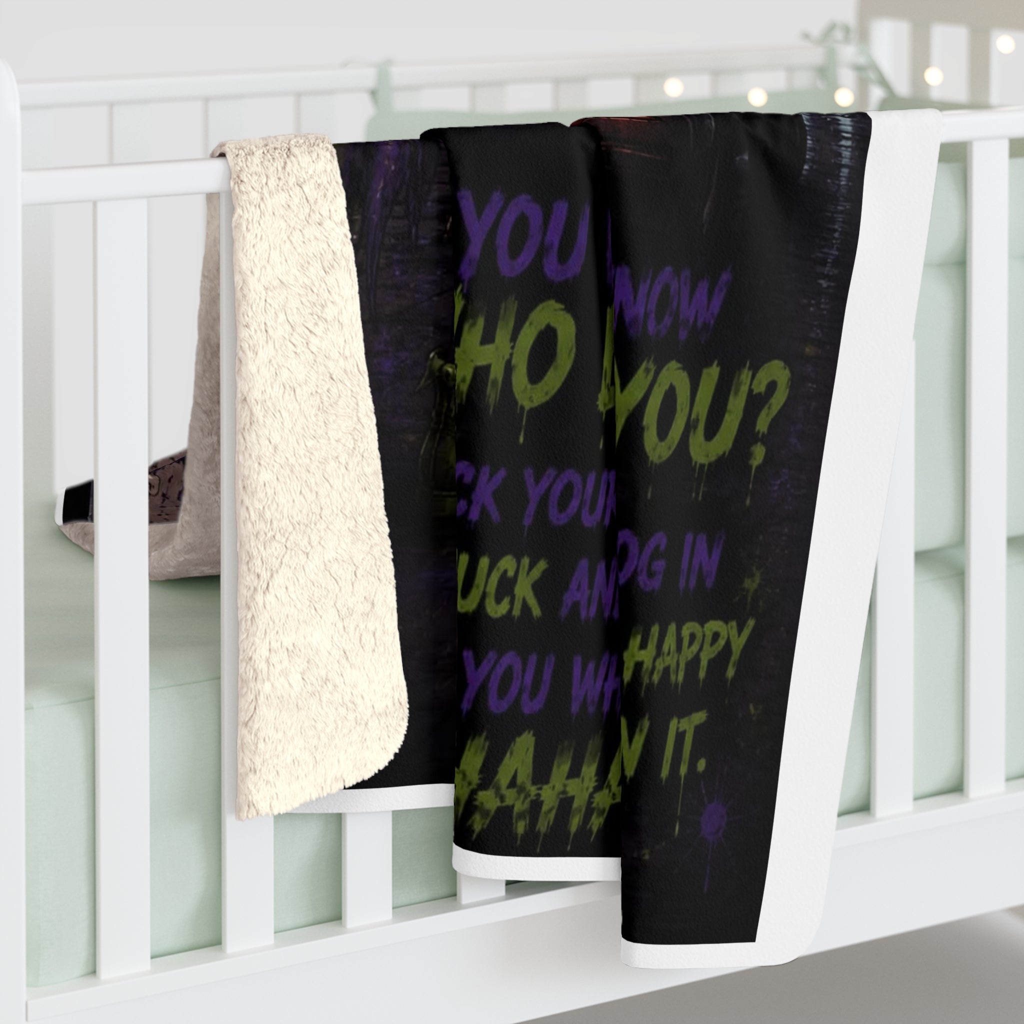 Creepy Clown 'Who Loves You?' Sherpa Blanket — Horror Truck Dog Quote