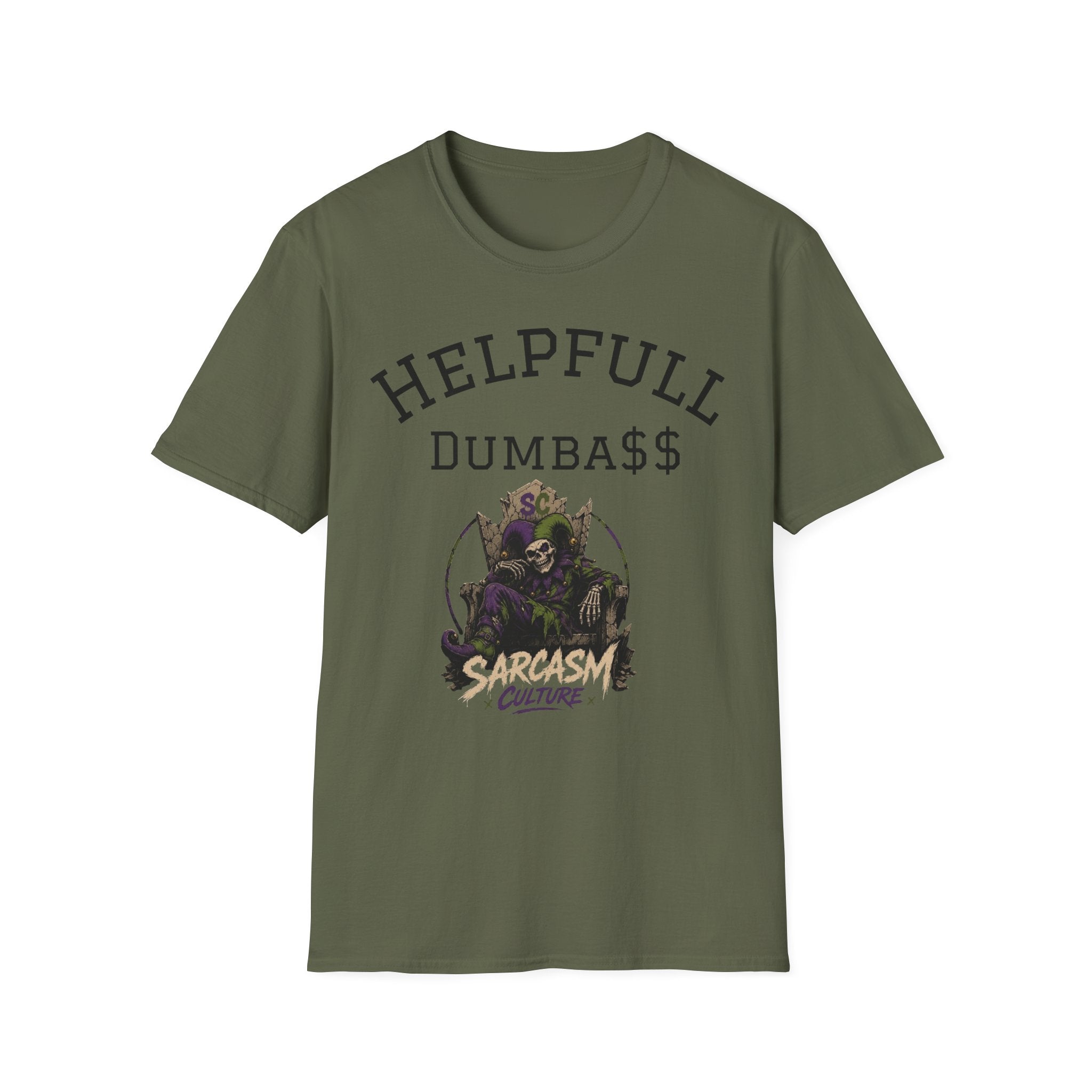 Helpful Dumbass Graphic Tee — Edgy Streetwear T-Shirt with Monster Illustration