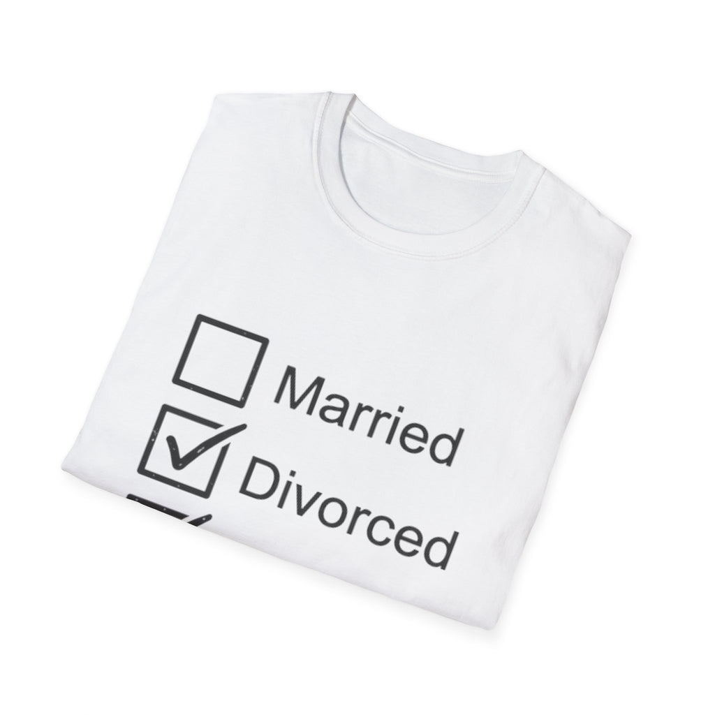 Divorced & Happy T-Shirt — 'Both B and C' Funny Checkbox Tee