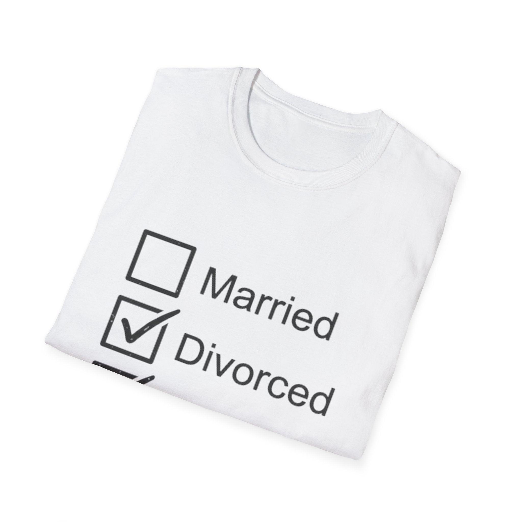 Divorced & Happy T-Shirt — 'Both B and C' Funny Checkbox Tee