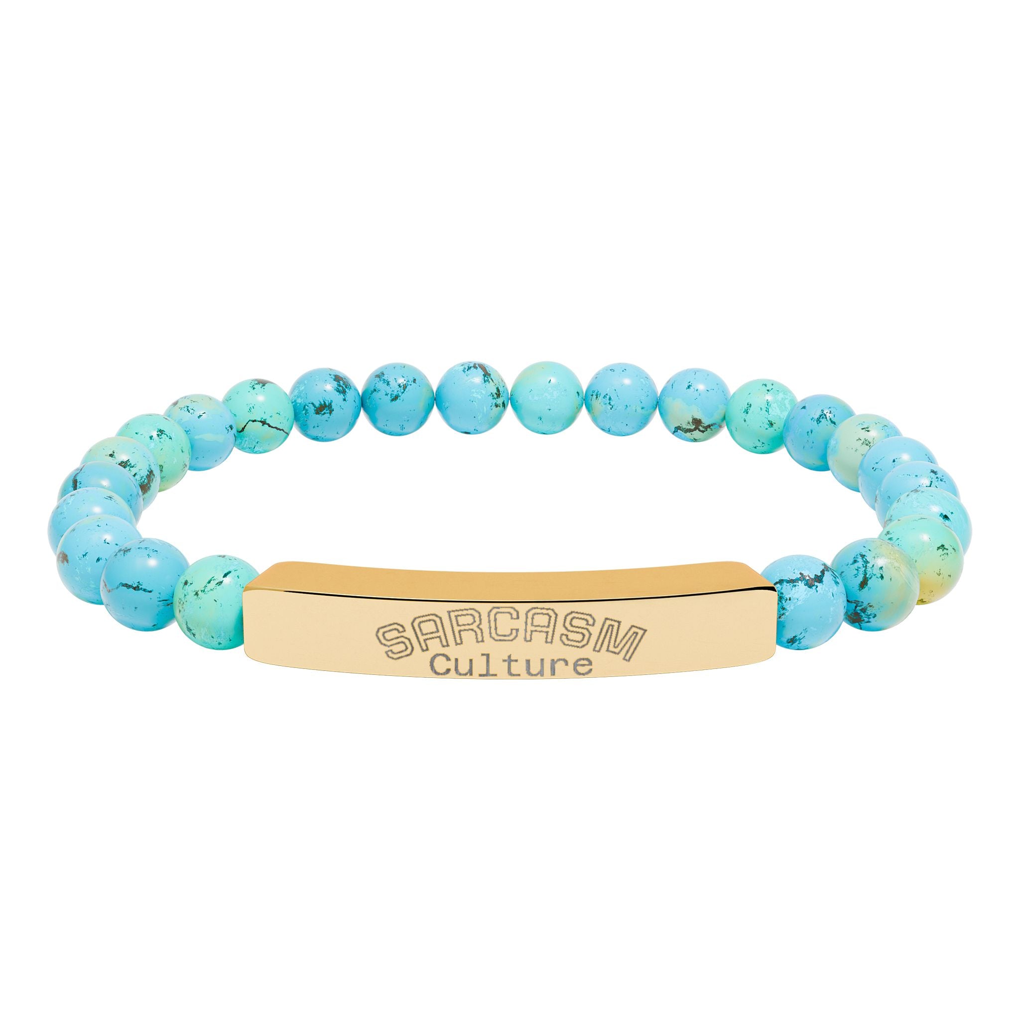 Engraved Natural Stone Stretch Bar Bracelet — Personalized Beaded Bracelet
