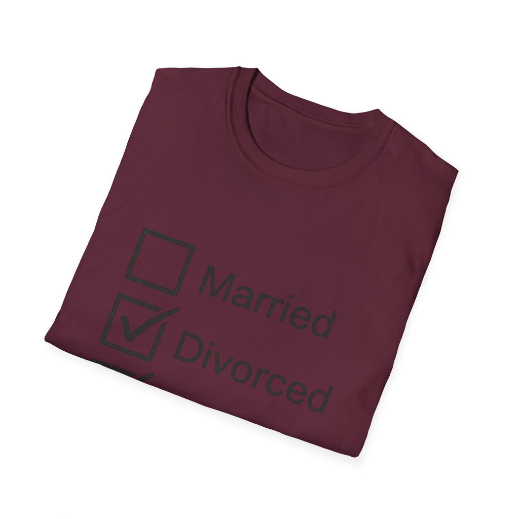 Divorced & Happy T-Shirt — 'Both B and C' Funny Checkbox Tee