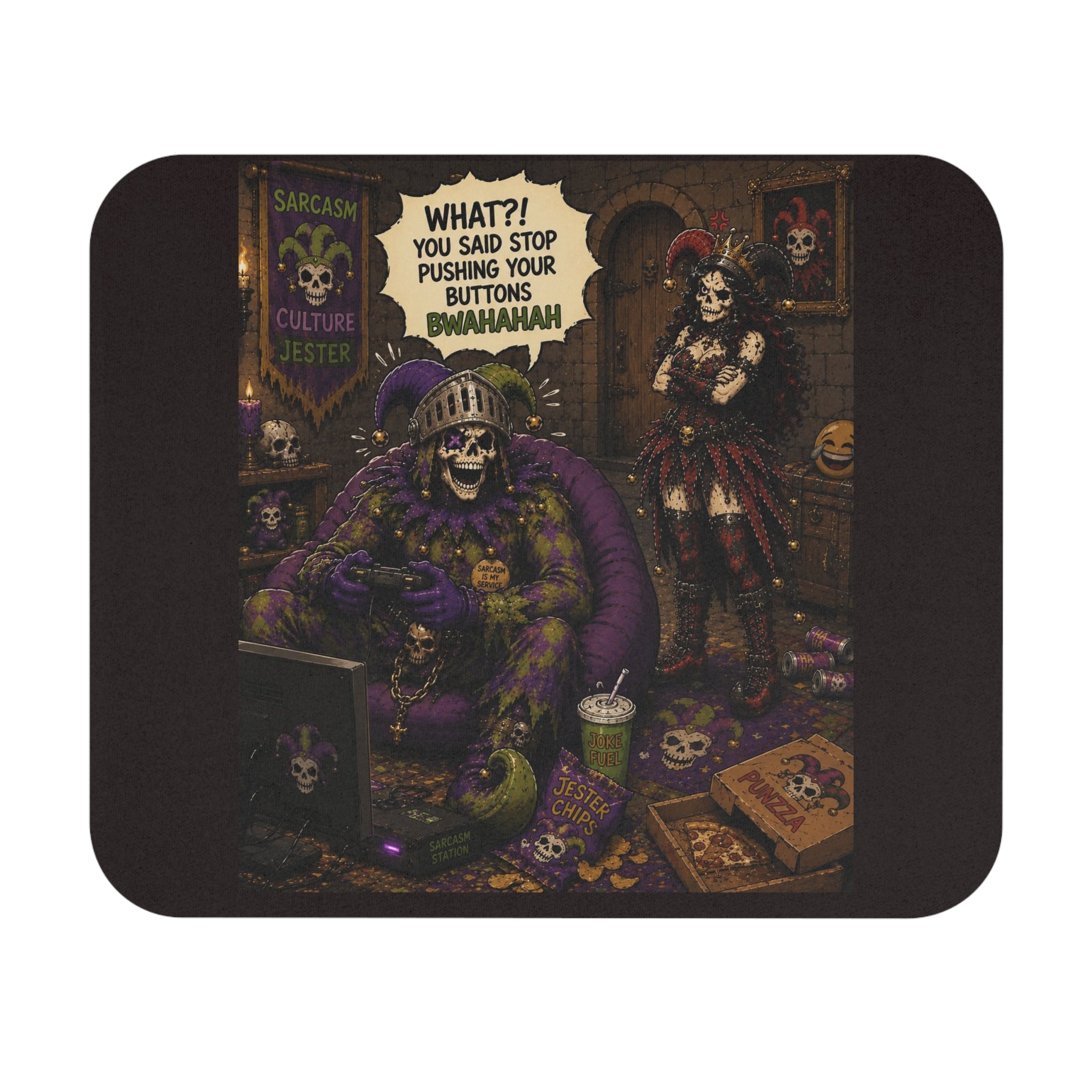 Mouse Pad — Gothic Gamer Skeleton "What?! You Said Stop Pushing Your Buttons"