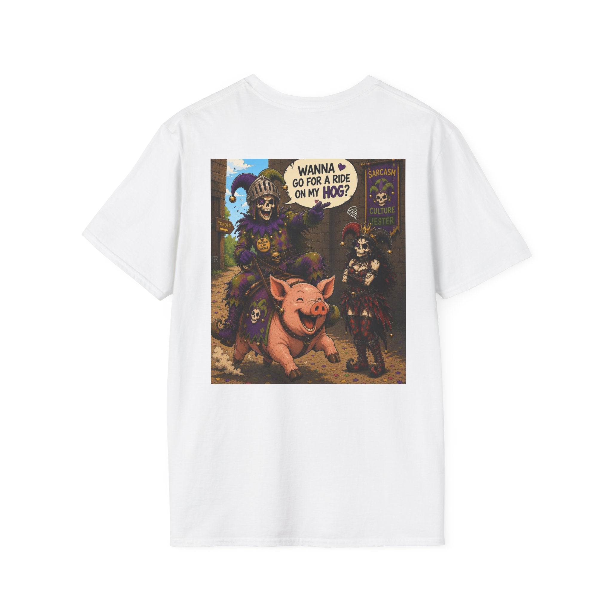 Witch & Pig Vintage Graphic T-Shirt — "Wanna Go for a Ride on My Hog?"