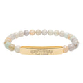 Engraved Natural Stone Stretch Bar Bracelet — Personalized Beaded Bracelet