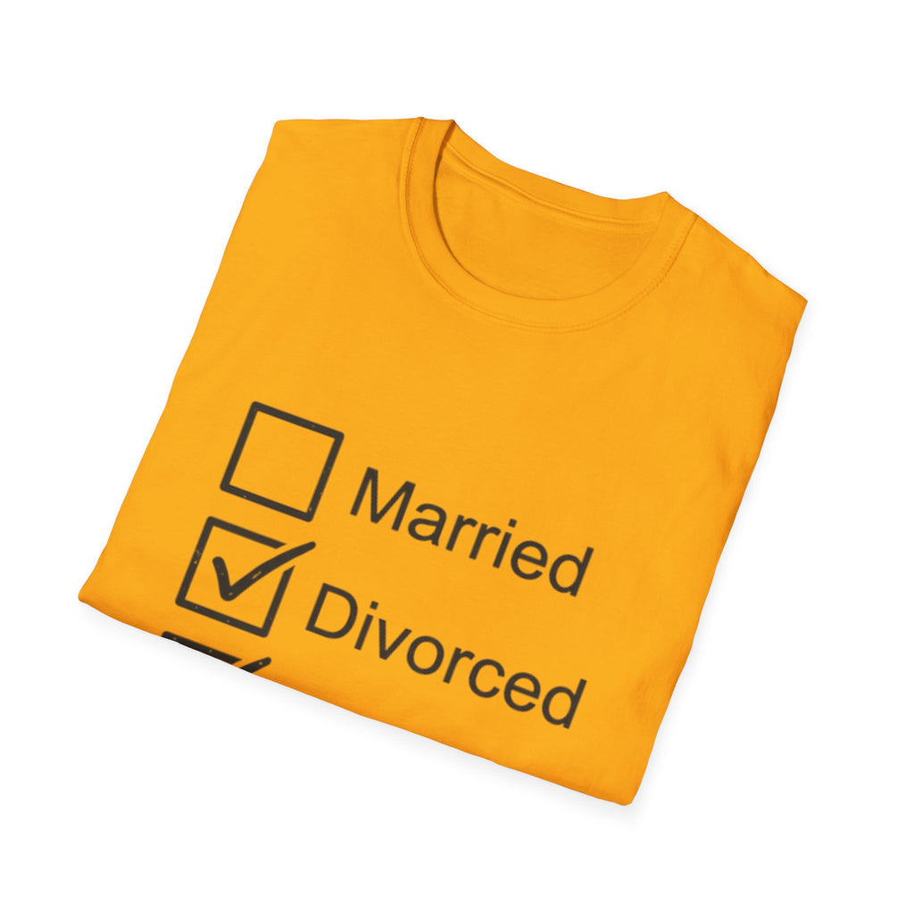 Divorced & Happy T-Shirt — 'Both B and C' Funny Checkbox Tee