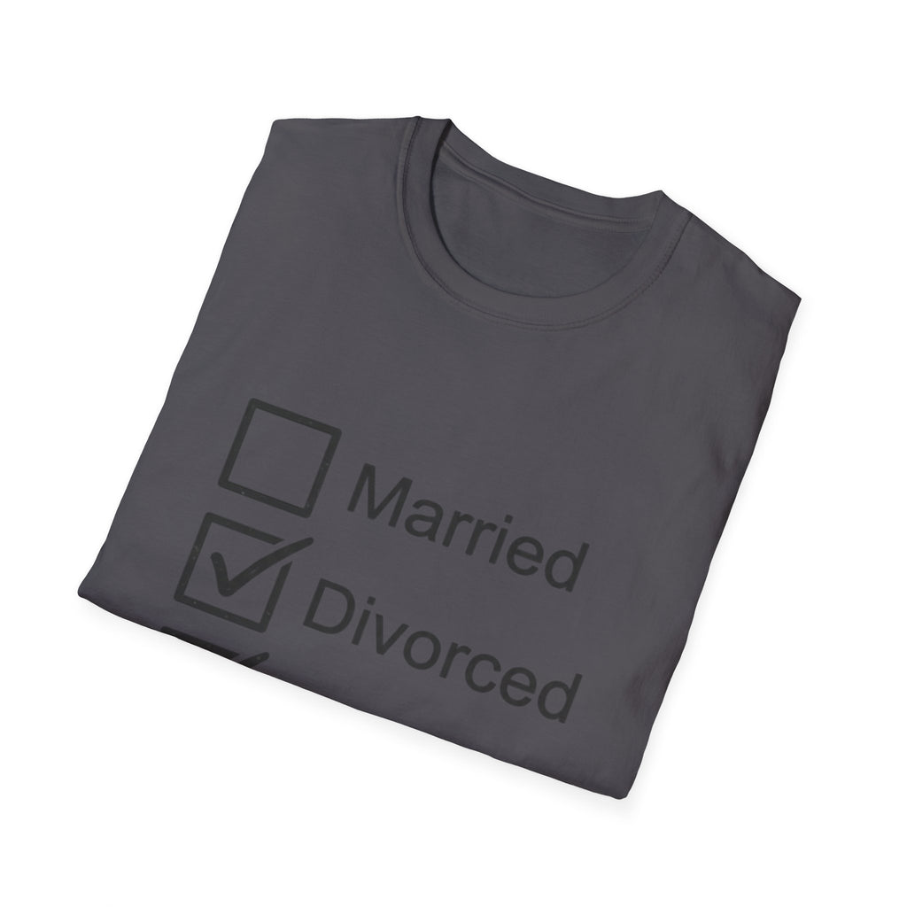 Divorced & Happy T-Shirt — 'Both B and C' Funny Checkbox Tee