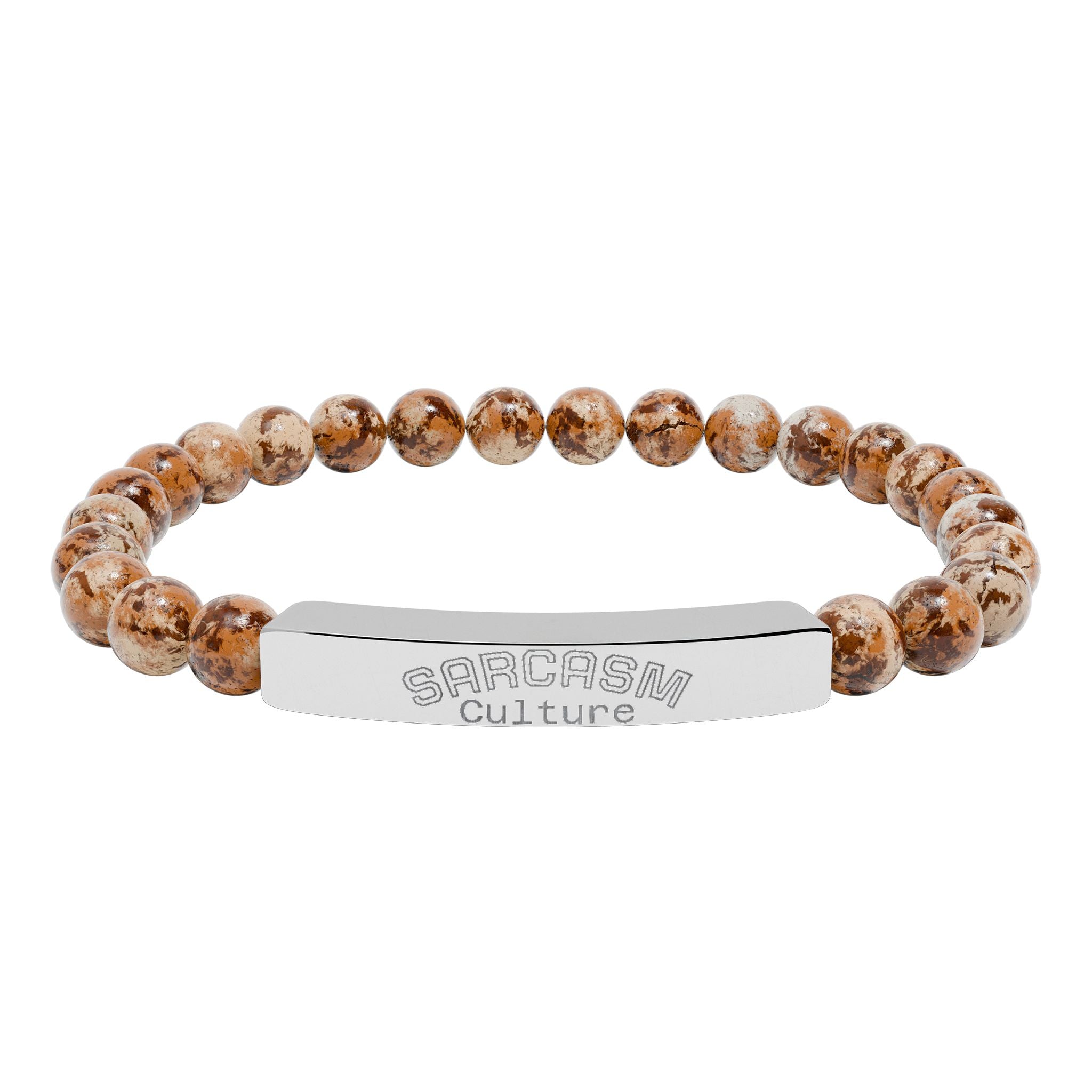 Engraved Natural Stone Stretch Bar Bracelet — Personalized Beaded Bracelet