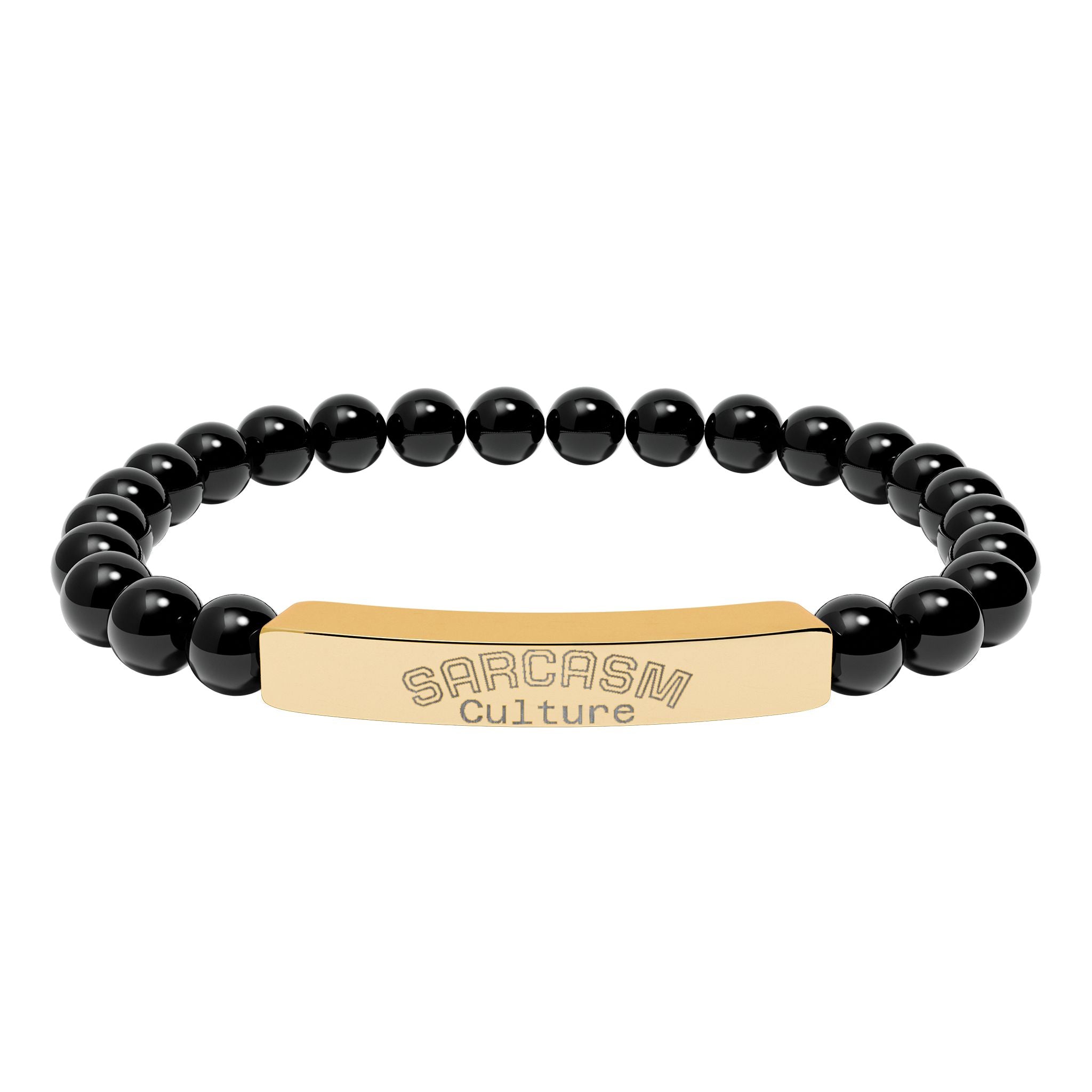 Engraved Natural Stone Stretch Bar Bracelet — Personalized Beaded Bracelet