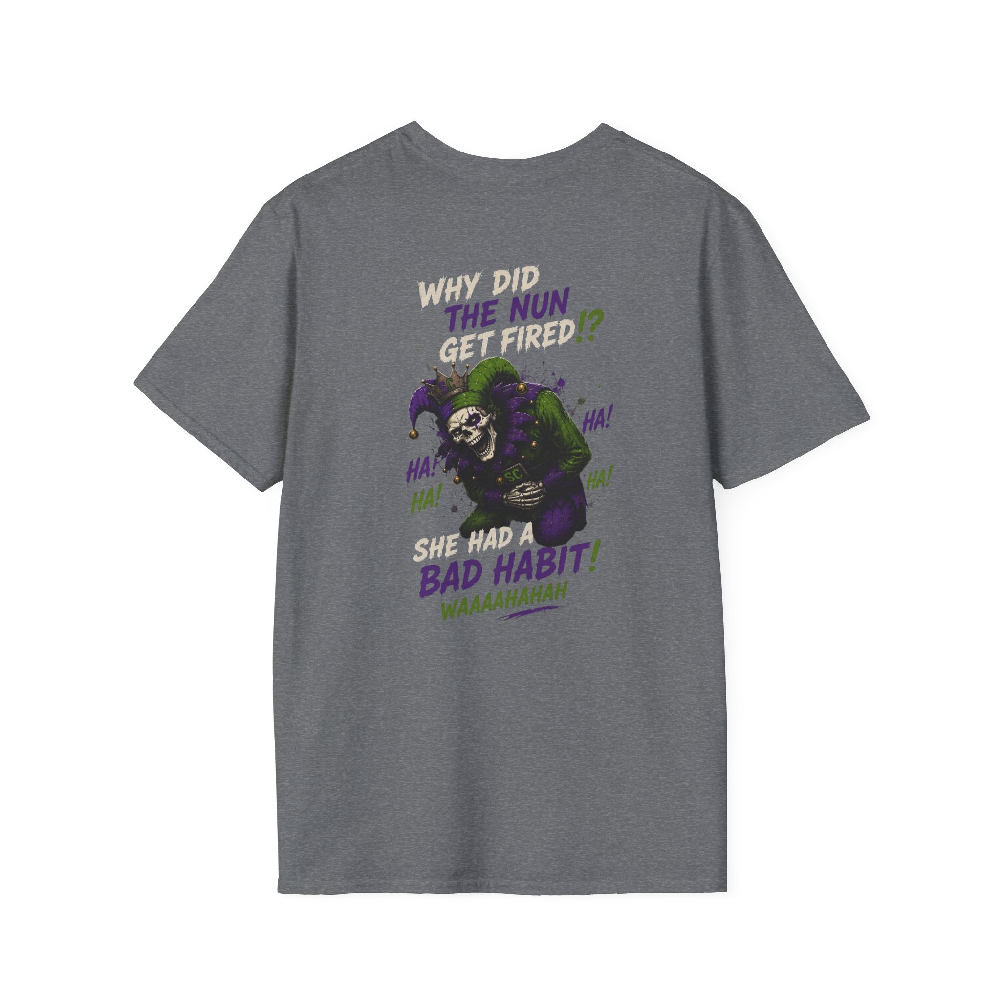 Why Did The Nun Get Fired? Graphic T-Shirt — Joker Villain Comic Art