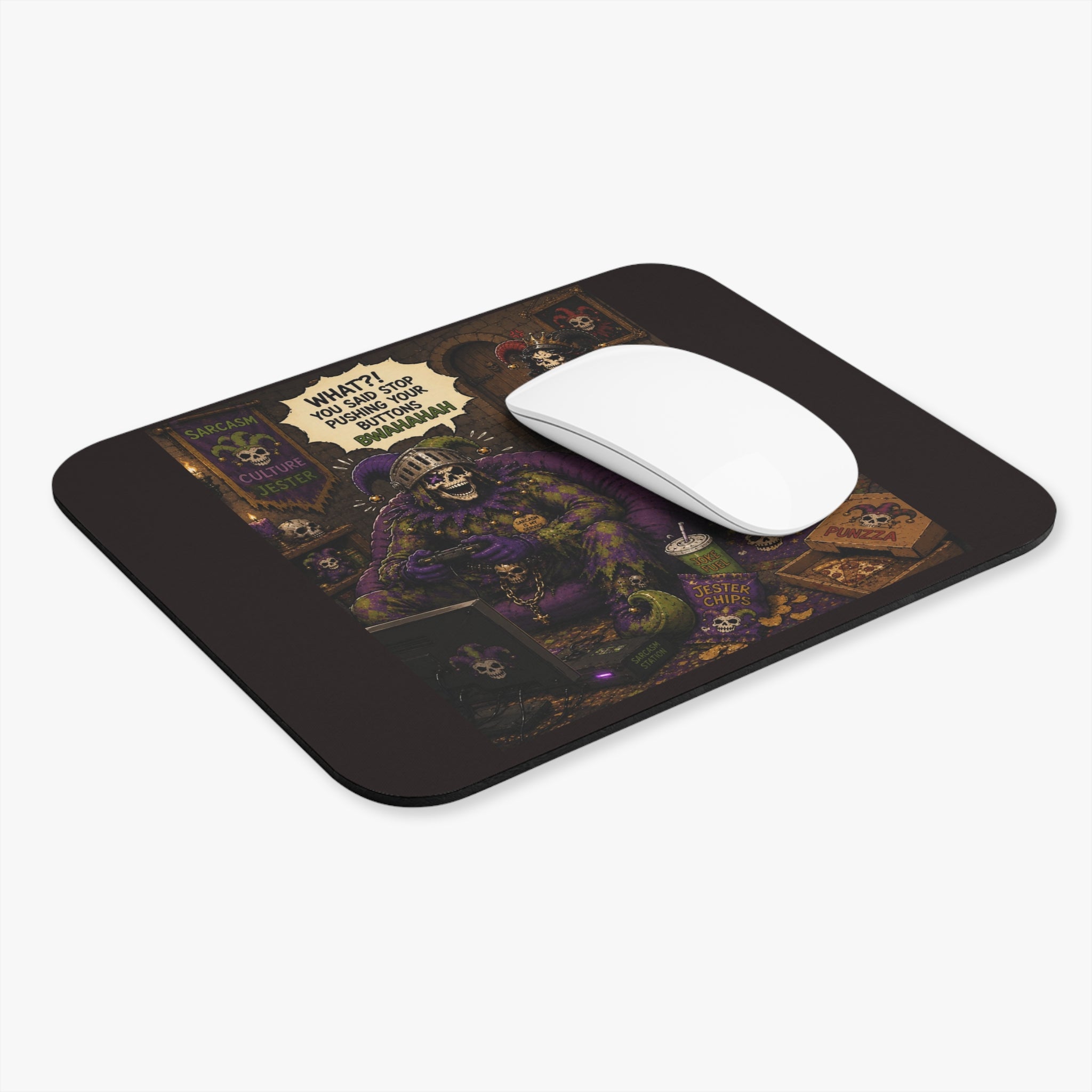 Mouse Pad — Gothic Gamer Skeleton "What?! You Said Stop Pushing Your Buttons"