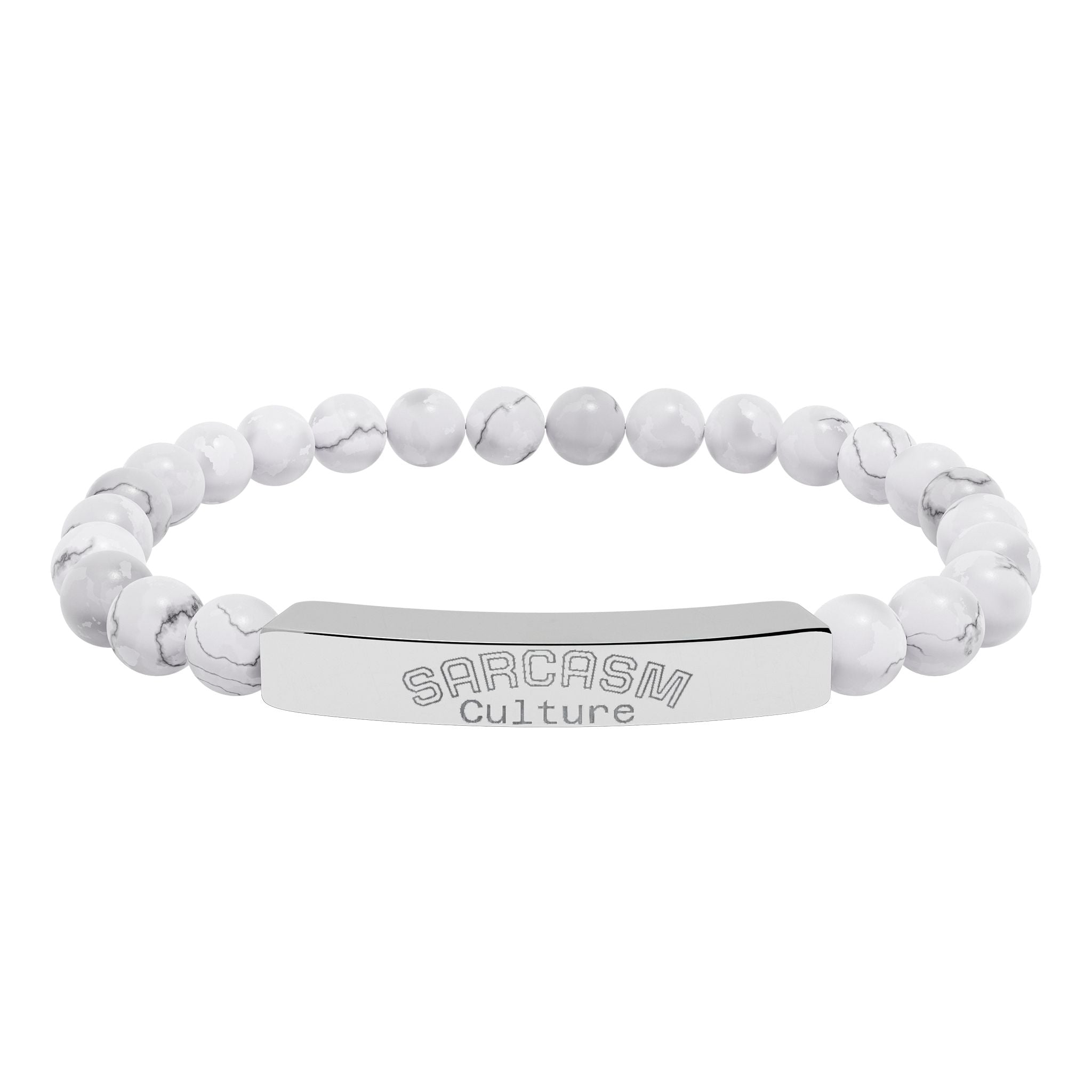 Engraved Natural Stone Stretch Bar Bracelet — Personalized Beaded Bracelet