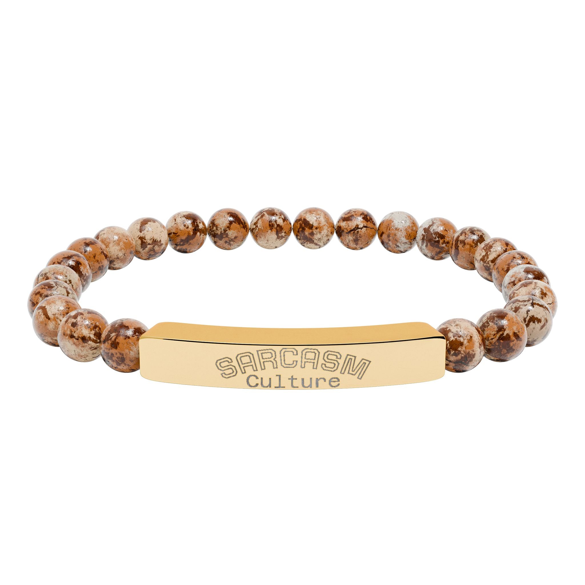 Engraved Natural Stone Stretch Bar Bracelet — Personalized Beaded Bracelet