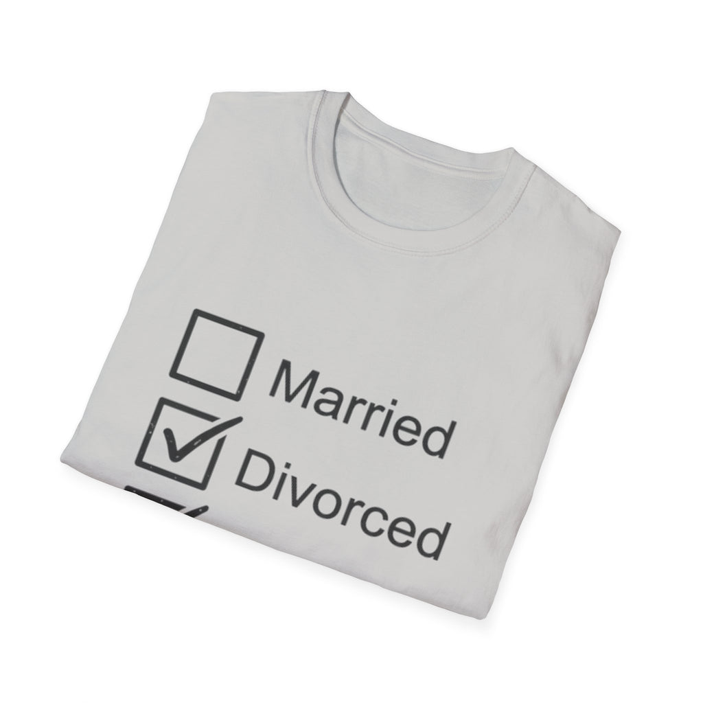 Divorced & Happy T-Shirt — 'Both B and C' Funny Checkbox Tee