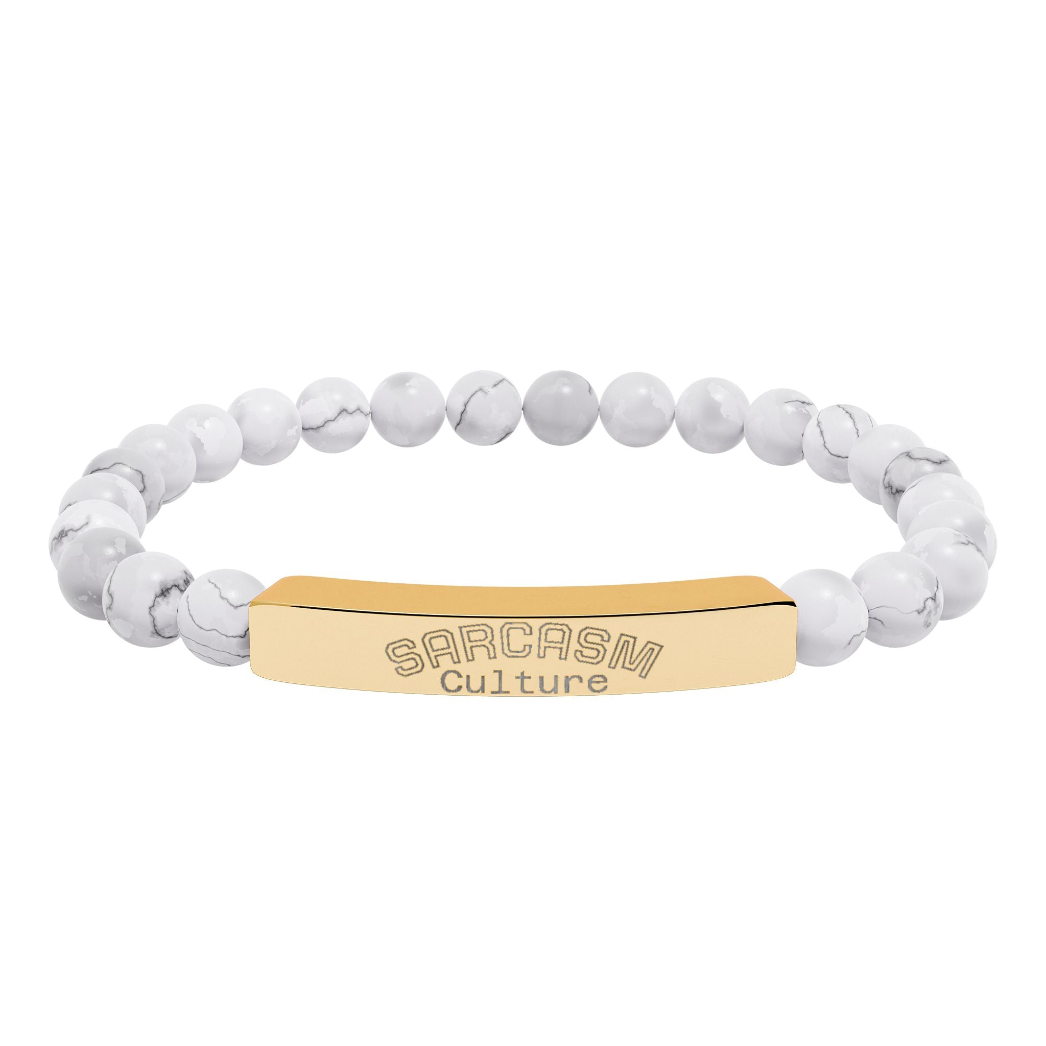 Engraved Natural Stone Stretch Bar Bracelet — Personalized Beaded Bracelet