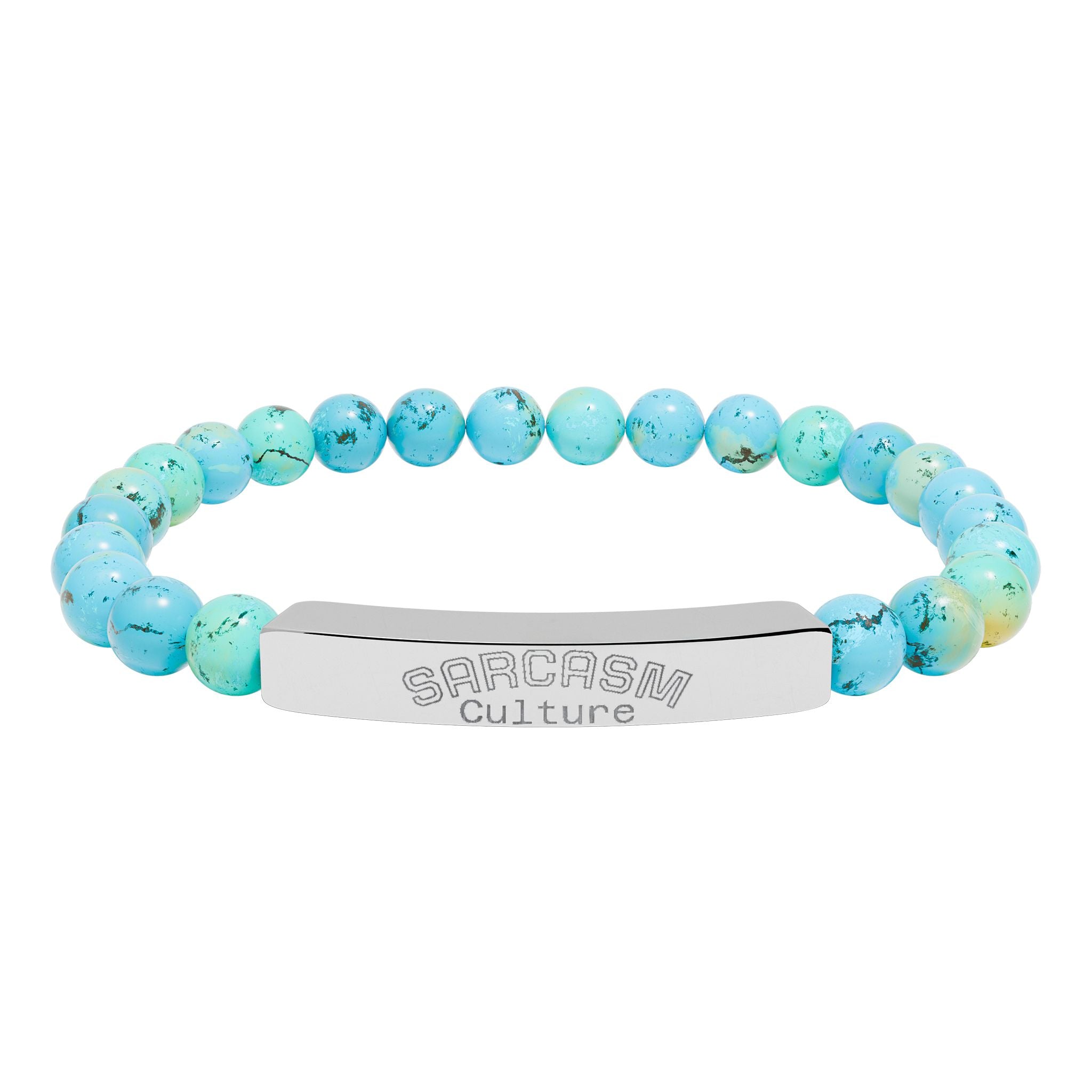 Engraved Natural Stone Stretch Bar Bracelet — Personalized Beaded Bracelet