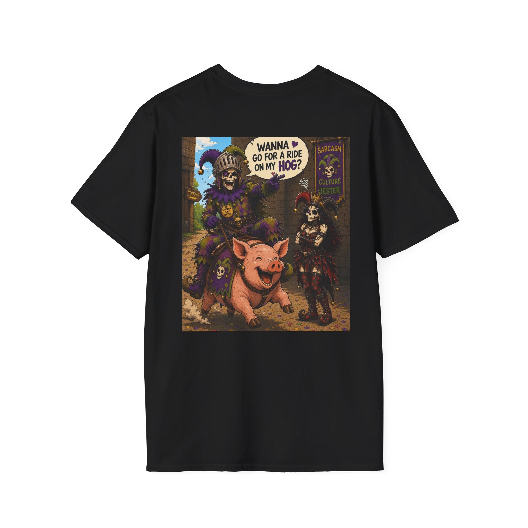 Witch & Pig Vintage Graphic T-Shirt — "Wanna Go for a Ride on My Hog?"
