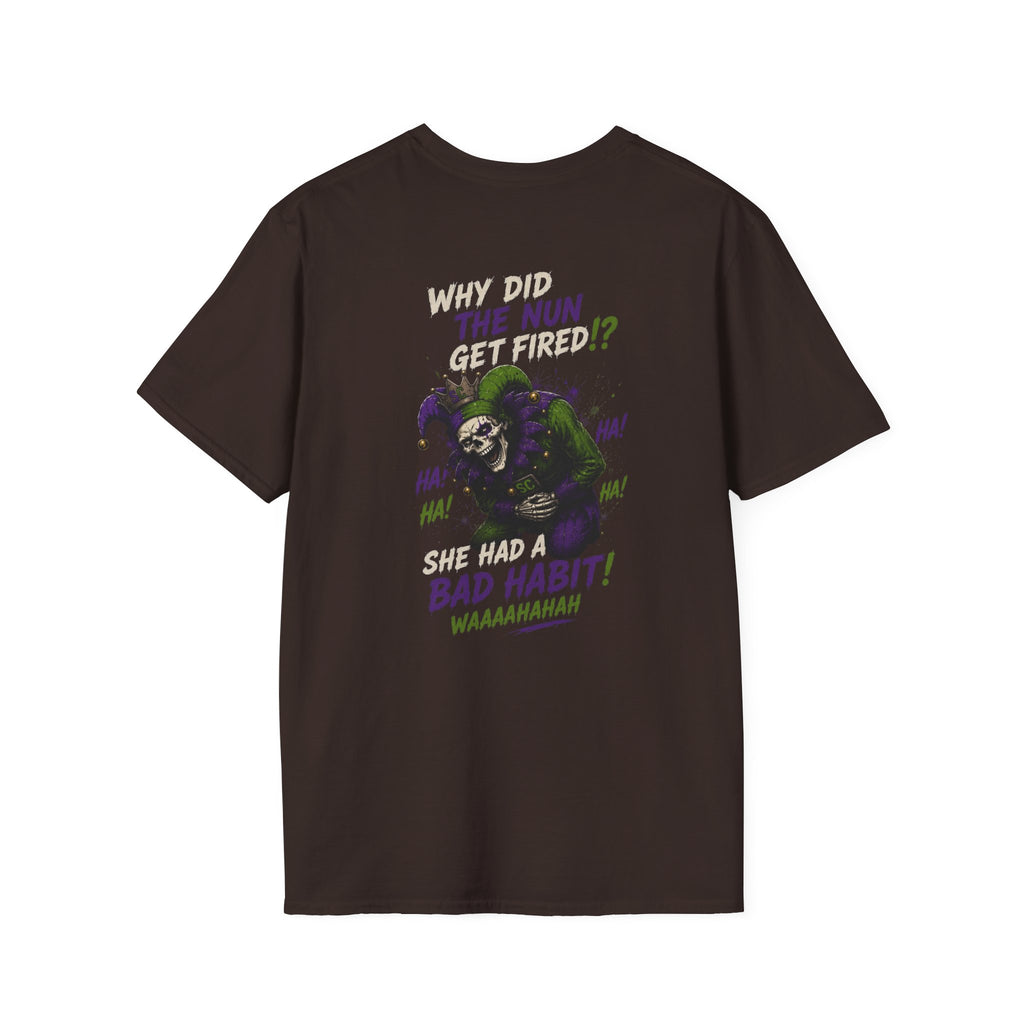 Why Did The Nun Get Fired? Graphic T-Shirt — Joker Villain Comic Art