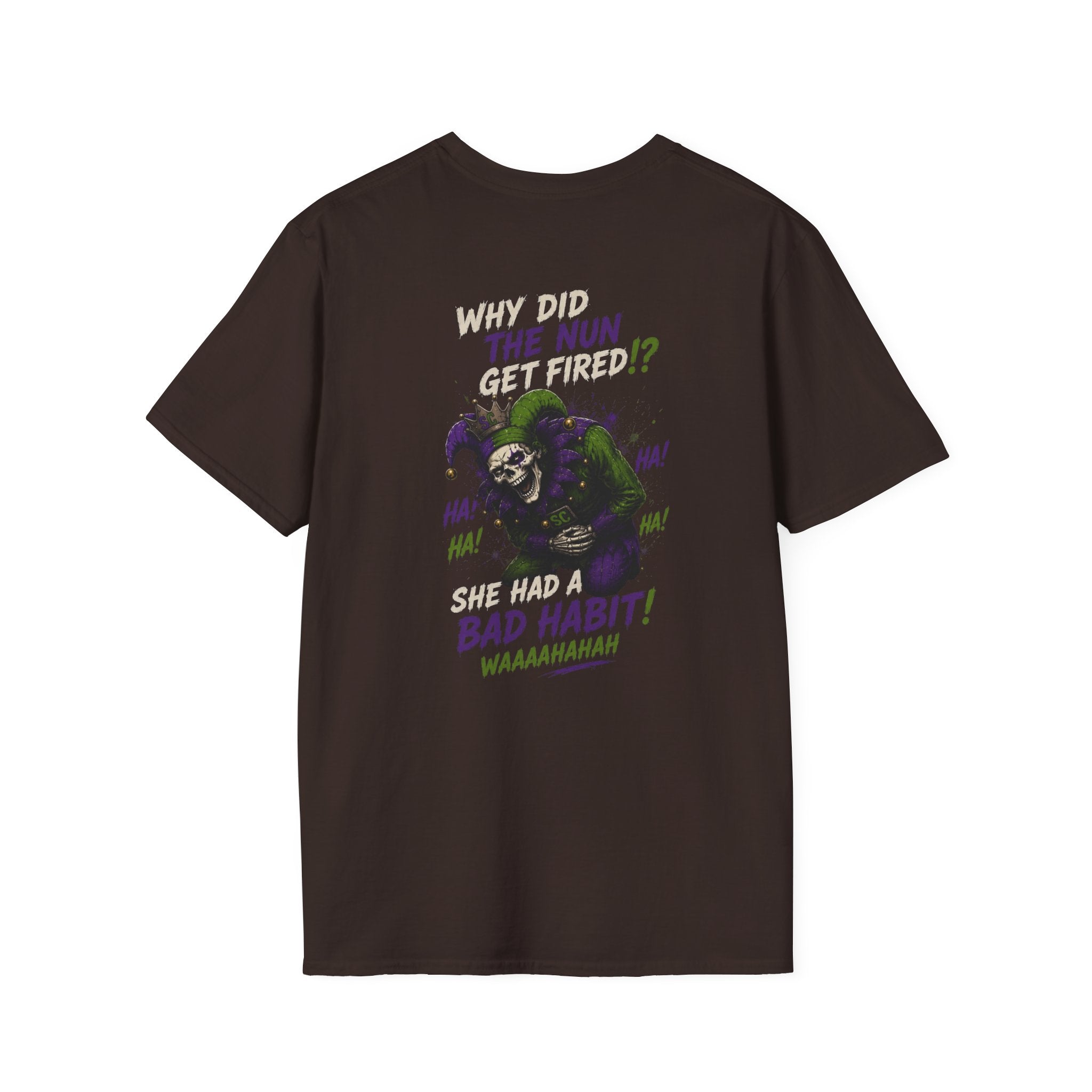 Why Did The Nun Get Fired? Graphic T-Shirt — Joker Villain Comic Art