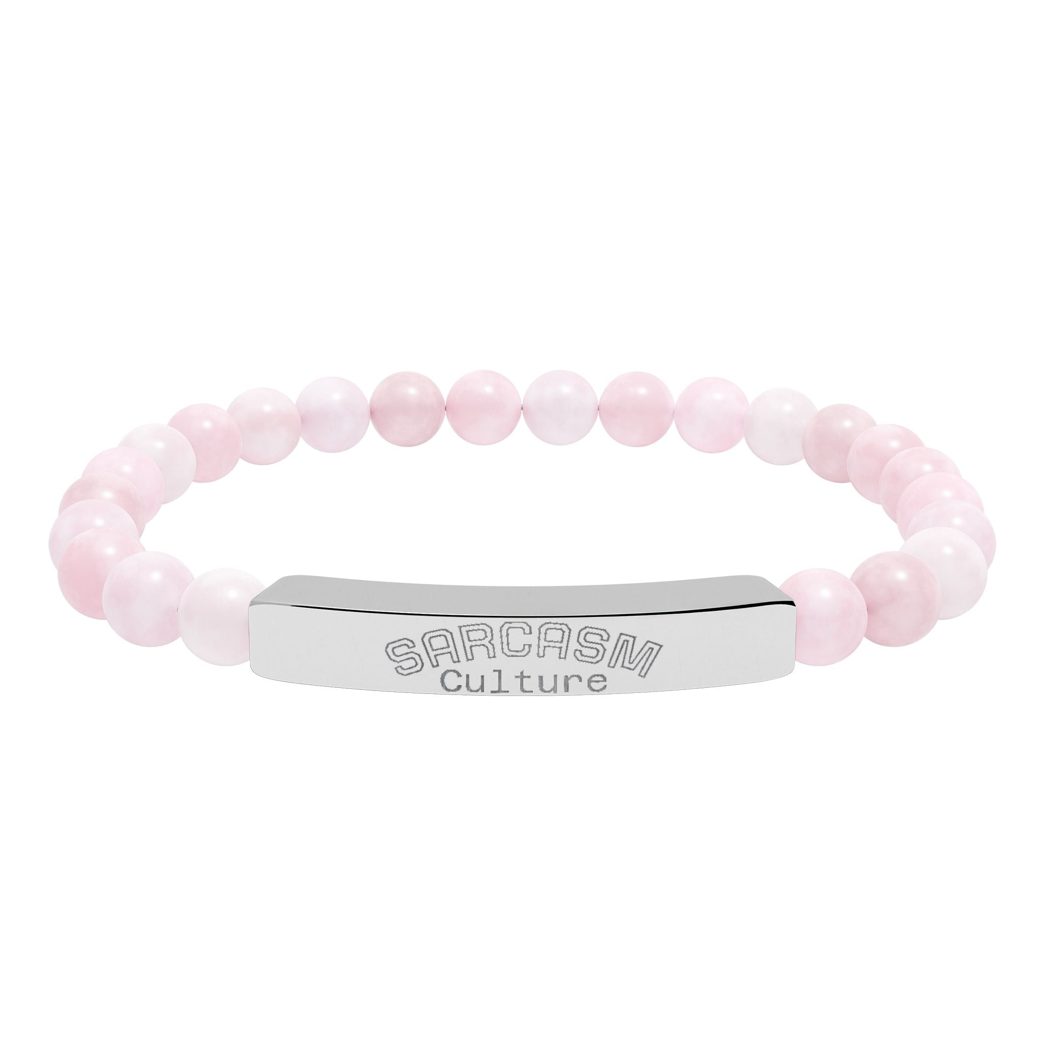 Engraved Natural Stone Stretch Bar Bracelet — Personalized Beaded Bracelet