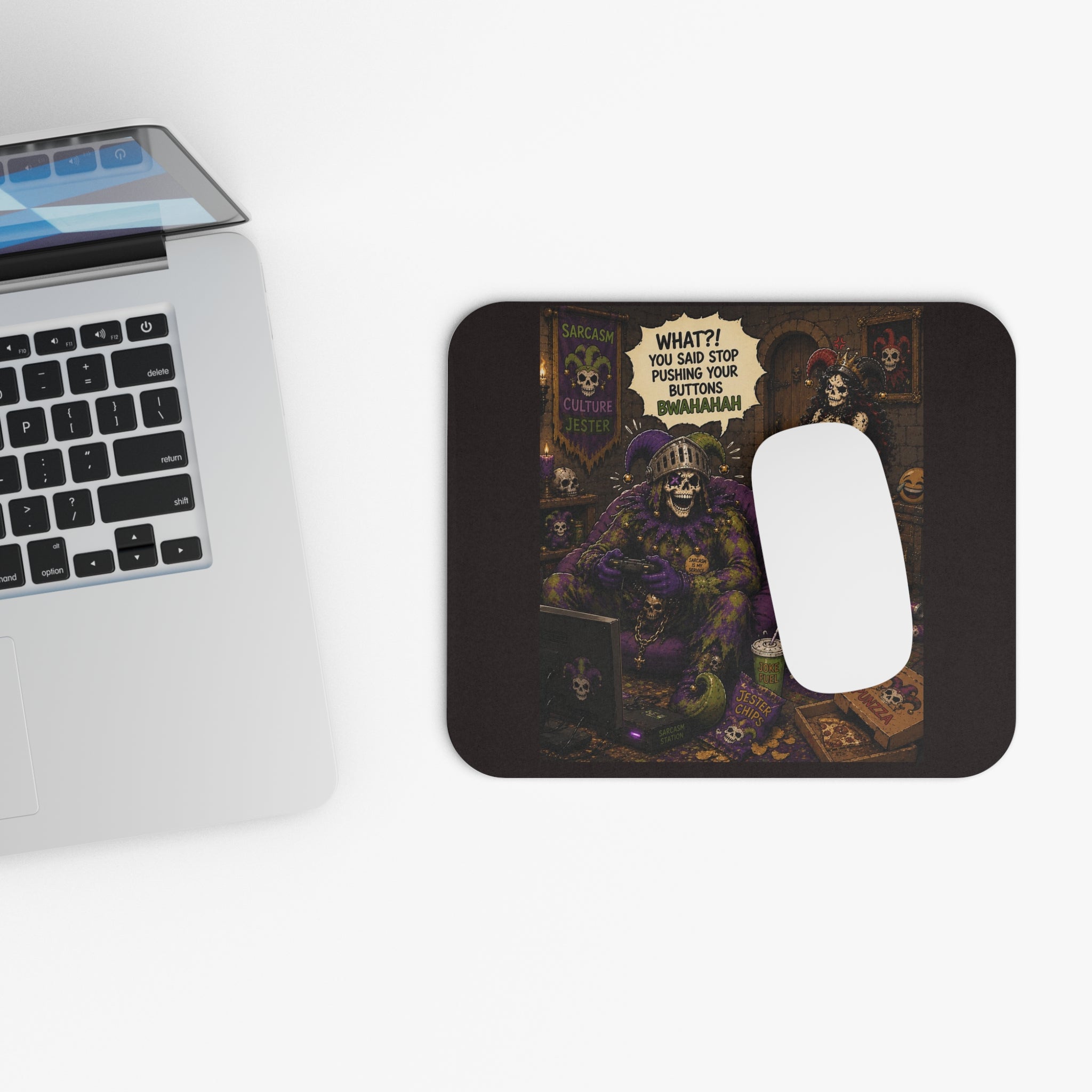 Mouse Pad — Gothic Gamer Skeleton "What?! You Said Stop Pushing Your Buttons"
