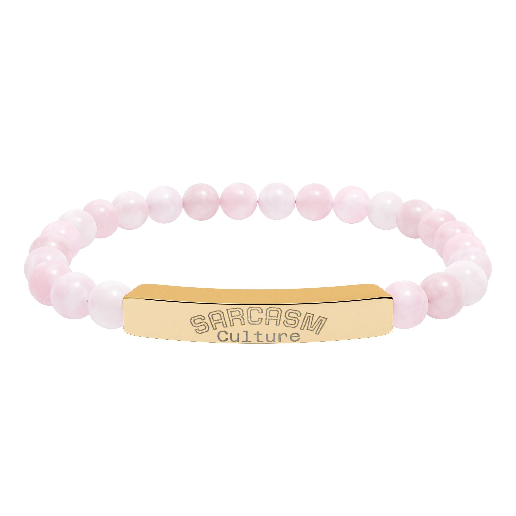 Engraved Natural Stone Stretch Bar Bracelet — Personalized Beaded Bracelet