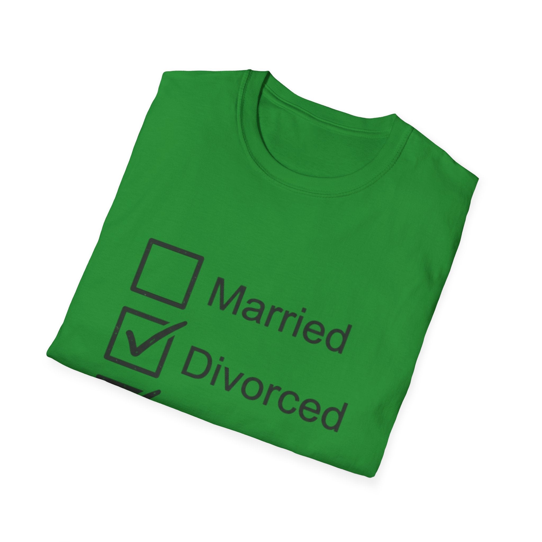 Divorced & Happy T-Shirt — 'Both B and C' Funny Checkbox Tee