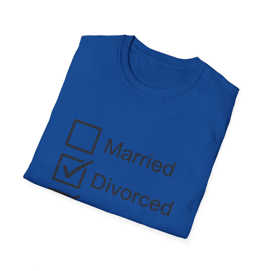 Divorced & Happy T-Shirt — 'Both B and C' Funny Checkbox Tee
