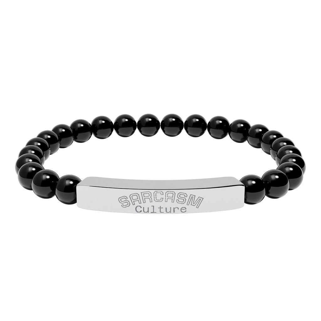 Engraved Natural Stone Stretch Bar Bracelet — Personalized Beaded Bracelet