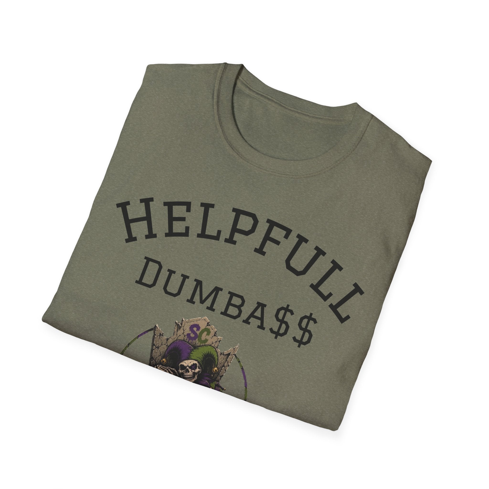 Helpful Dumbass Graphic Tee — Edgy Streetwear T-Shirt with Monster Illustration