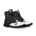 Women's Fur-Lined Leather Boots — Gothic Skeleton Clown Design