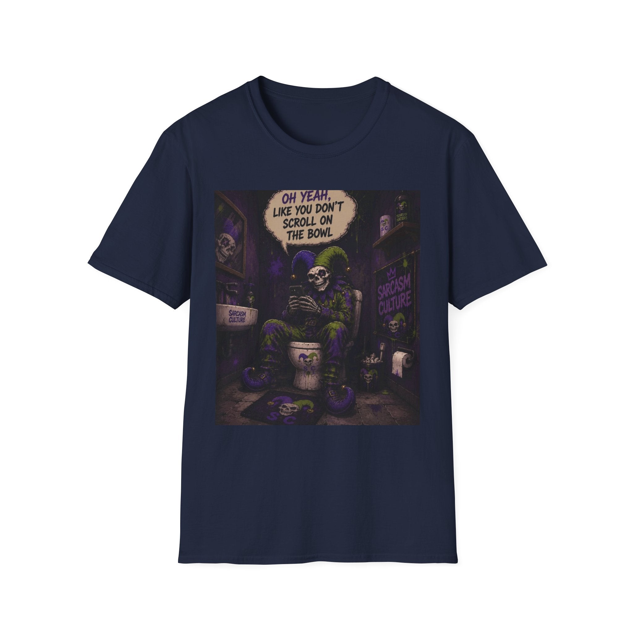 Skull Throne T-Shirt — 'Oh Yeah, Like You Don't Scroll on the Bowl' Gothic Graphic Tee