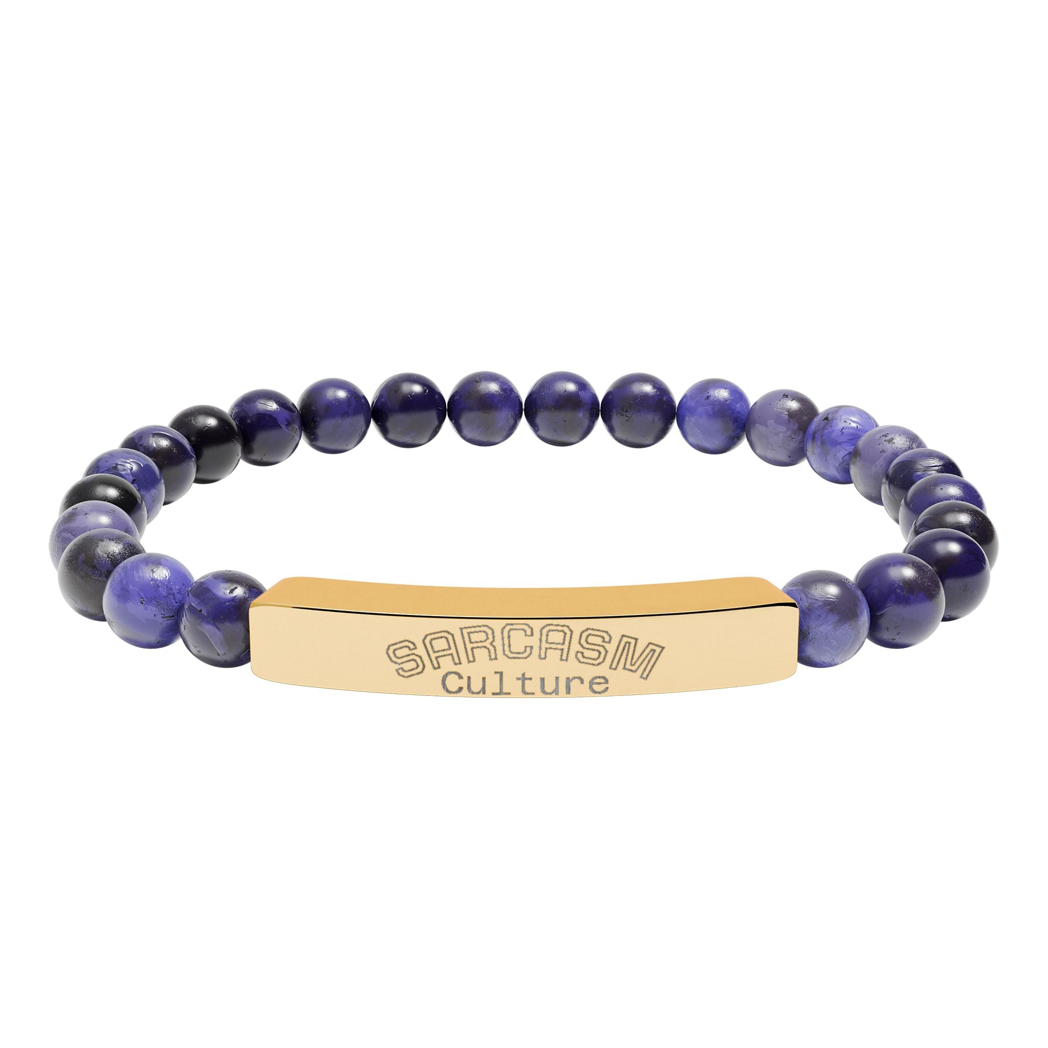 Engraved Natural Stone Stretch Bar Bracelet — Personalized Beaded Bracelet