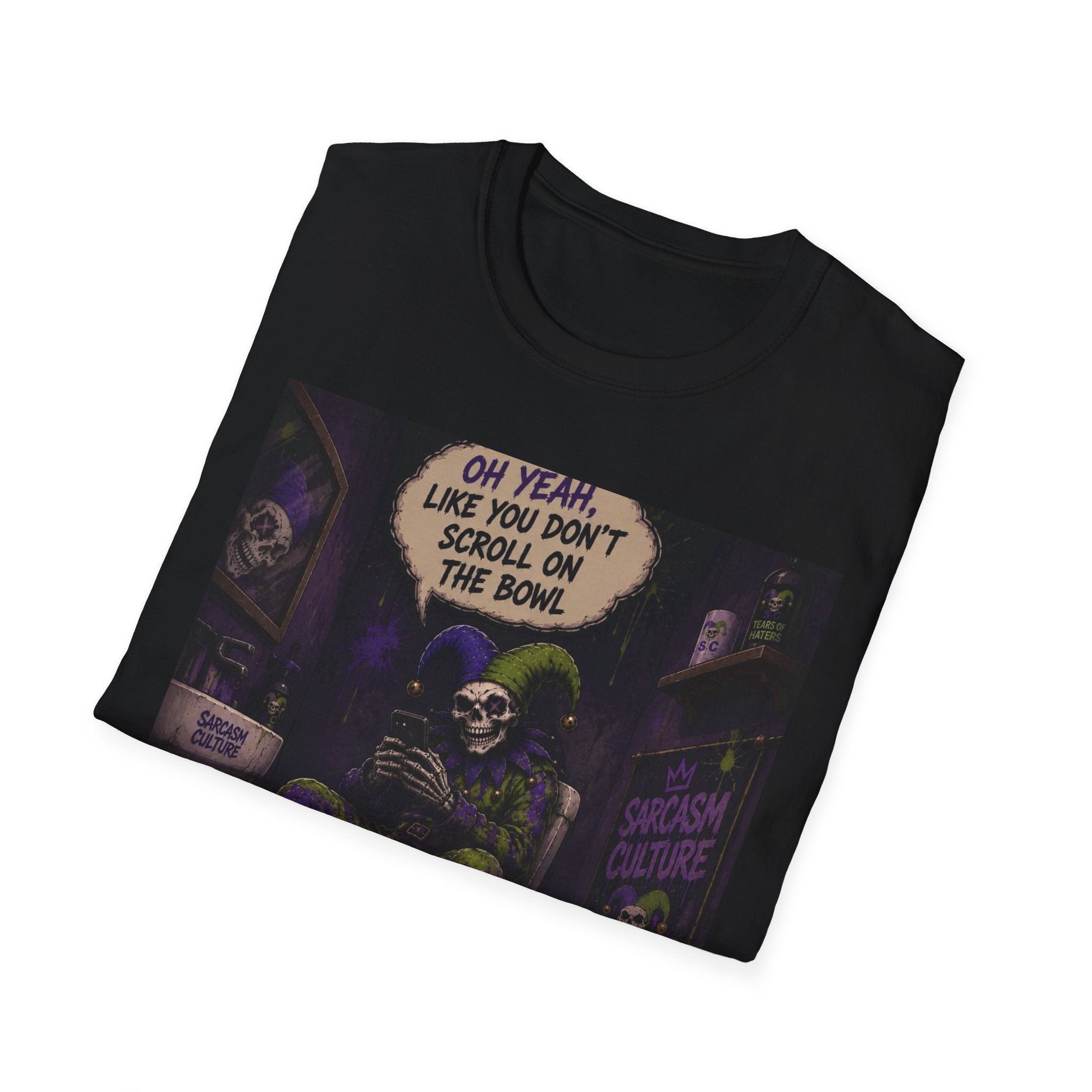 Skull Throne T-Shirt — 'Oh Yeah, Like You Don't Scroll on the Bowl' Gothic Graphic Tee